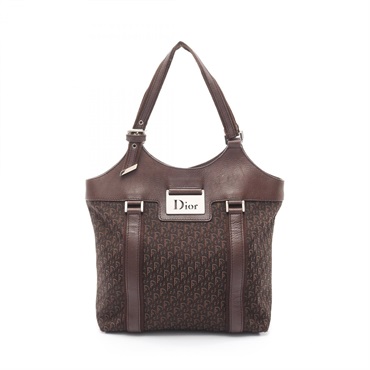 Christian Dior street chic trotter Hand Tote Bag canvas leather Brown Used