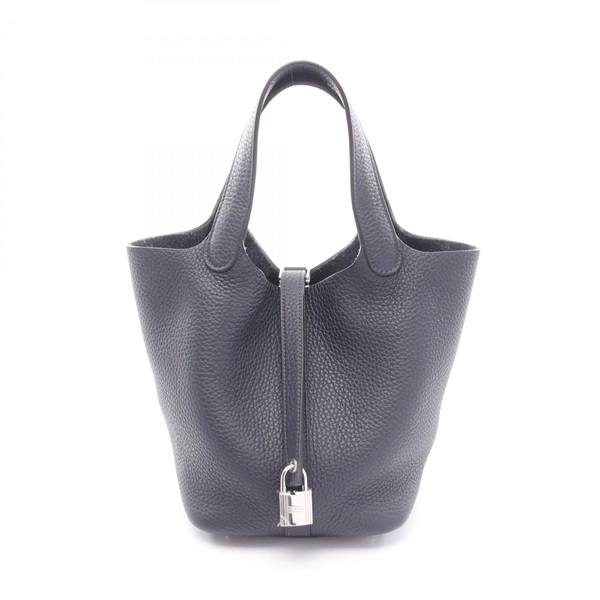 HERMES Picotin Lock PM Handbag Clemence leather Navy Blue nuit Used Women Z SHW