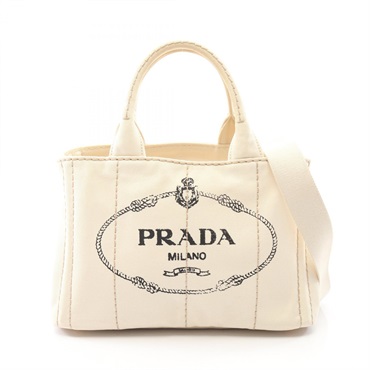 PRADA Canapa 2Way Tote Bag canvas Beige Used Women