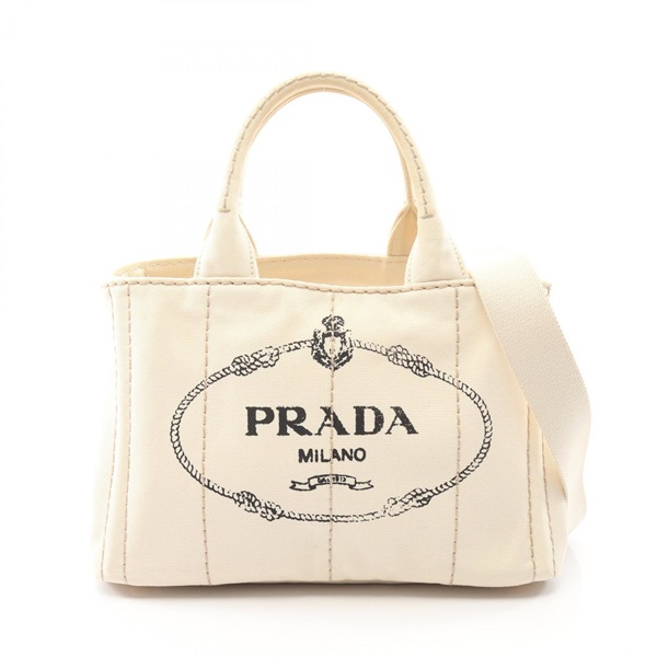 PRADA Canapa 2Way Tote Bag canvas Beige Used Women