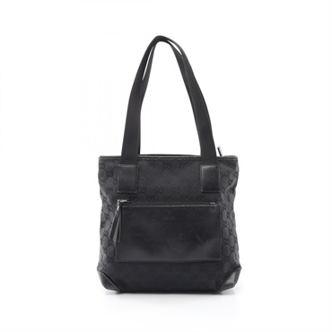GUCCI GG canvas Shoulder Tote Bag 019 0402 Leather Black Used Women