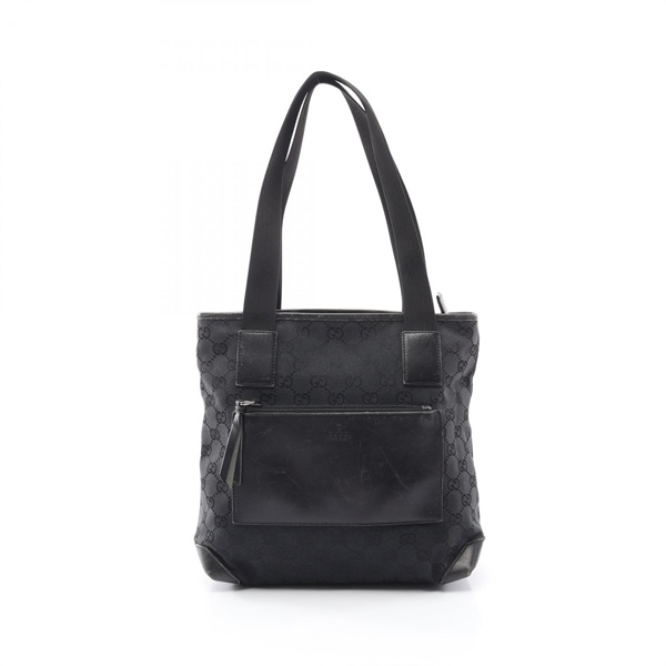 GUCCI GG canvas Shoulder Tote Bag 019 0402 Leather Black Used Women