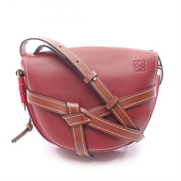 LOEWE Gate Small Crossbody Shoulder Bag 321.12.T20 leather Bordeaux Pink Used