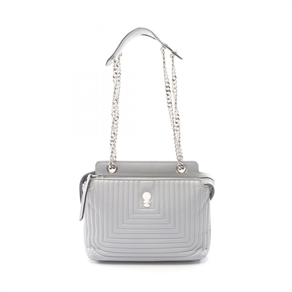 FENDI Dotcom Click Chain Shoulder Bag 8BN299 leather Blue Used Women