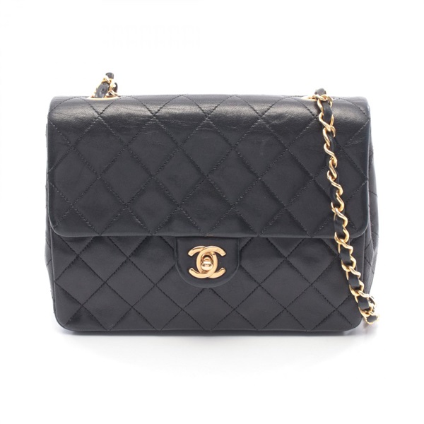 CHANEL Mini Matelasse 20 Chain Shoulder Bag A01163 Lamb sheep leather Black Used
