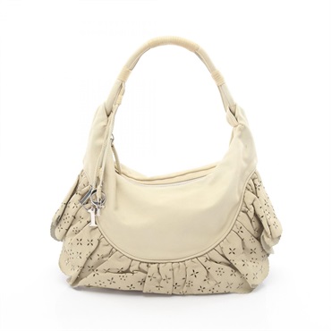 Christian Dior Gypsy Frill Shoulder Handbag leather Beige Used Women