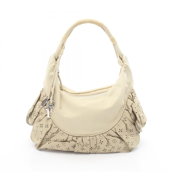 Christian Dior Gypsy Frill Shoulder Handbag leather Beige Used Women