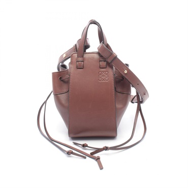 LOEWE mini hammock drawstring shoulder crossbody Handbag 62246 leather Brown
