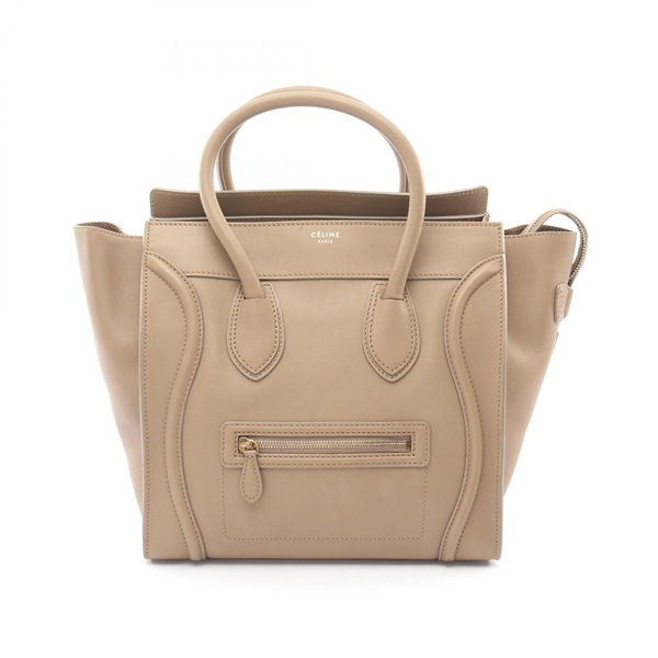 CELINE Luggage mini Shopper Handbag 165213 leather Gray Used Women