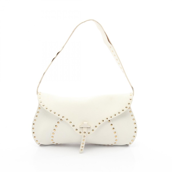CELINE Studs Shoulder Handbag leather White Used Women