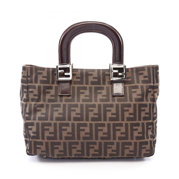 FENDI Zucca Tote Bag canvas leather Brown Used Women