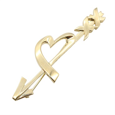 TIFFANY＆CO Heart & Arrow Kiss Brooch 18KYG Yellow Gold Used Women