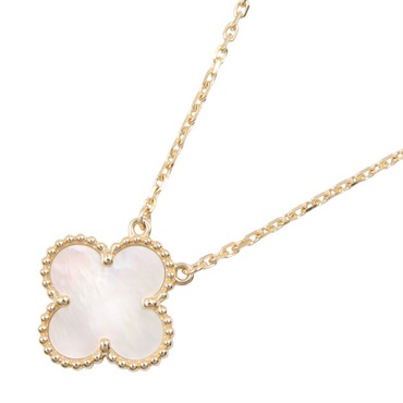 Van Cleef & Arpels Vintage Alhambra Necklace 18KYG Gold Mother of Pearl Women