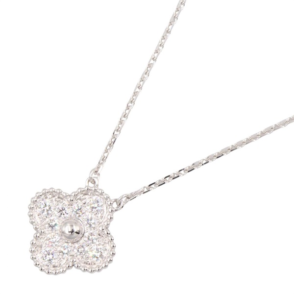 Van Cleef & Arpels Vintage Alhambra Diamond Necklace 18KWG White Gold Used women