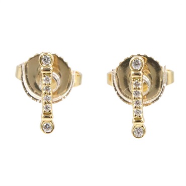 TIFFANY＆CO Fleur de lis Diamond Pierced Earrings 18KYG Yellow Gold Used Women