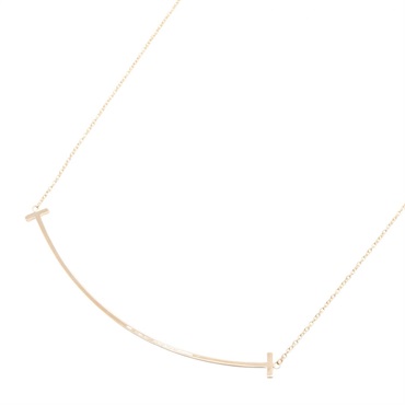 TIFFANY＆CO T Smile Large Necklace Pendant 18KRG Pink Rose Gold Used Women
