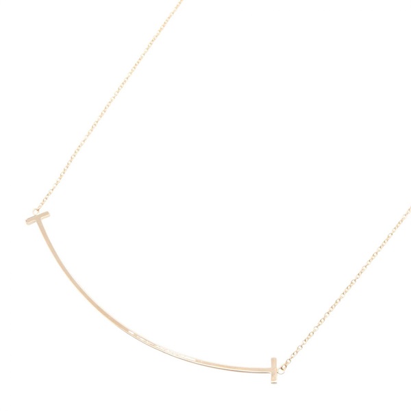 TIFFANY＆CO T Smile Large Necklace Pendant 18KRG Pink Rose Gold Used Women