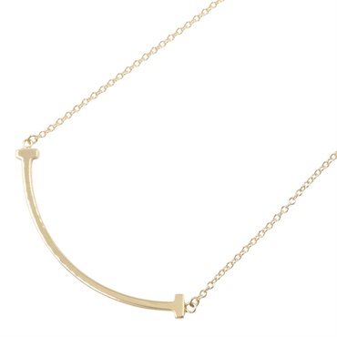 TIFFANY＆CO T Smile Small Necklace Pendant 18KYG Yellow Gold Used Women