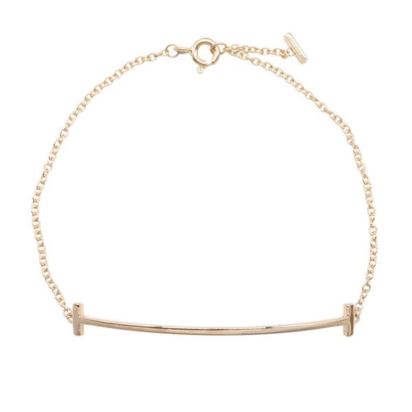 TIFFANY＆CO T Smile Small Bracelet 18KRG Pink Rose Gold Used Women 17.5cm