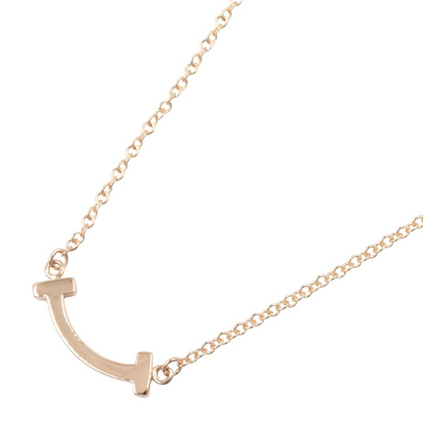 TIFFANY＆CO T Smile Mini Necklace Pendant 18KRG Pink Rose Gold Used Women