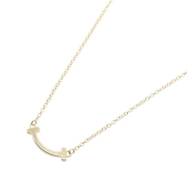 TIFFANY＆CO T Smile Mini Necklace Pendant 18KYG Yellow Gold Used Women