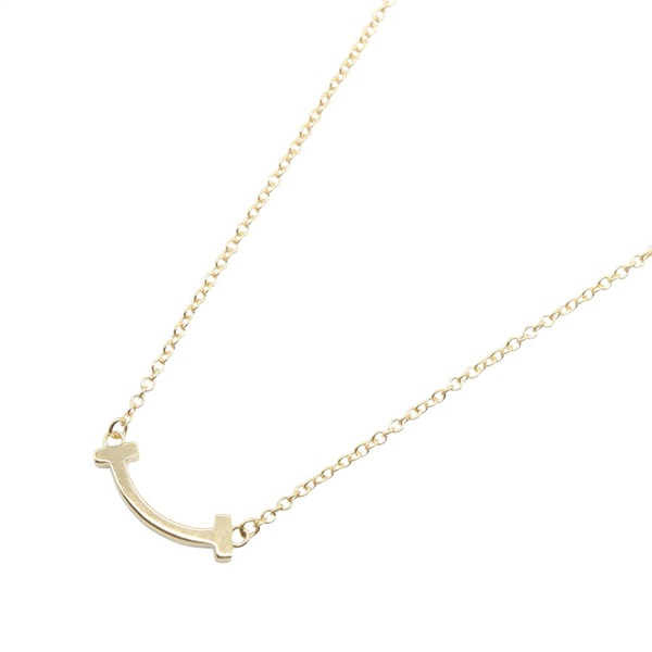 TIFFANY＆CO T Smile Mini Necklace Pendant 18KYG Yellow Gold Used Women