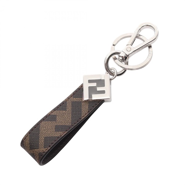 FENDI FF Square Zucca Key Ring Holder 7AP100AFCBF19KW canvas Brown NEW unisex