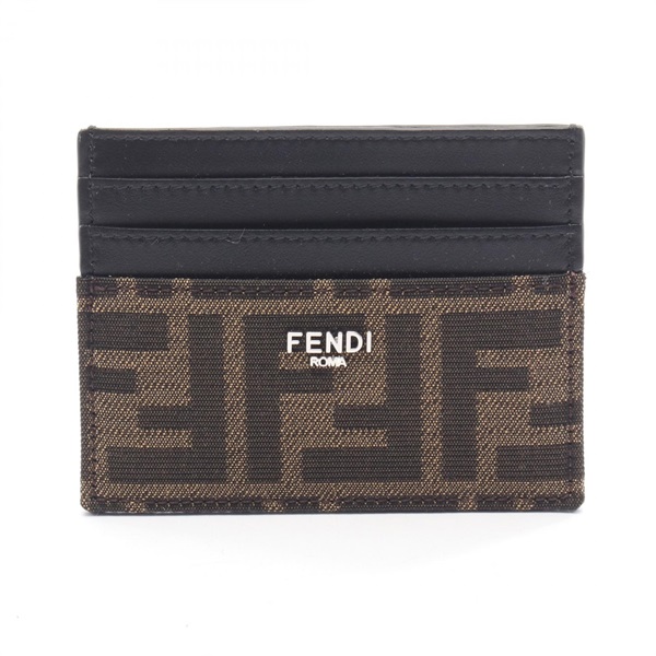 FENDI Zucca Card Case 7M0164ALWKF0L3T canvas leather Brown Black NEW mens