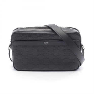 CELINE Medium Messenger Triomphe Shoulder crossbody Bag 117003FS338SI leather BK