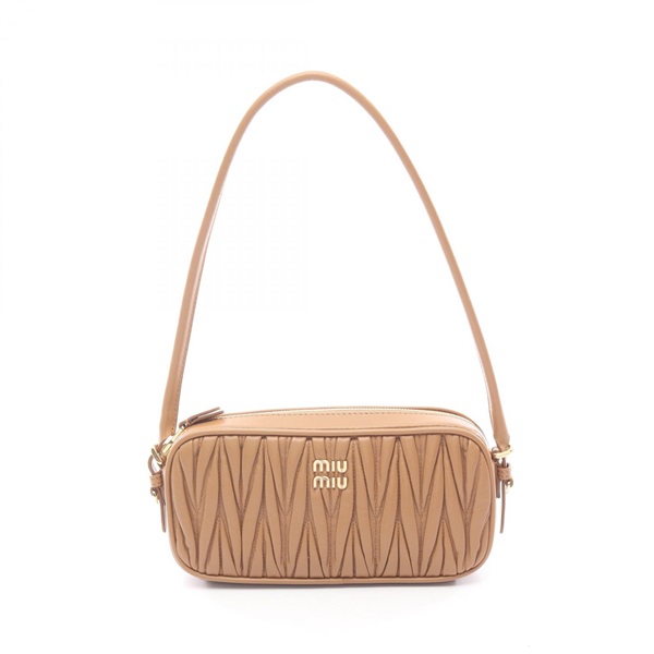 Miu Miu MATELASSE shoulder Handbag 5NE024AFPPF098L leather Brown NEW Women