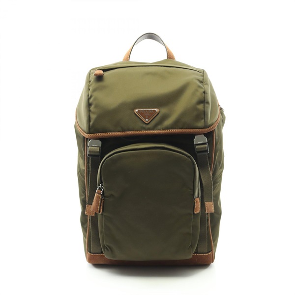PRADA Re-Nylon Rucksack Backpack bag 2VZ135384F041O Suede Khaki Brown NEW mens