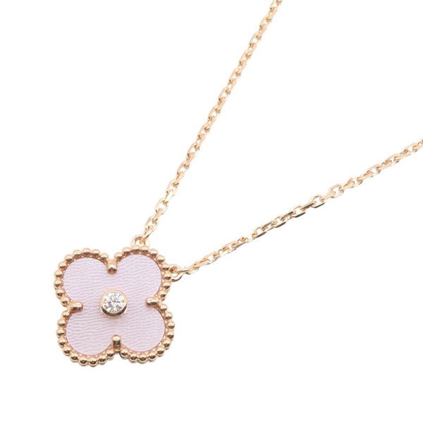 Van Cleef & Arpels Vintage Alhambra Mother-of-Pearl Diamond Pendant 18KRG Women