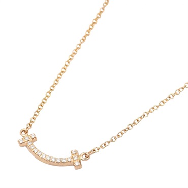 TIFFANY＆CO T Smile Mini Diamond Necklace 18KYG Yellow Gold Used Women