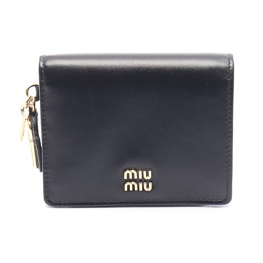 Miu Miu MATELASSE Bi-fold wallet Purse 5MV2042IGAF0002 leather Black NEW Women