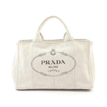 PRADA CANAPA STAMPATA Tote Bag B2642B canvas Gray Used Women logo No strap