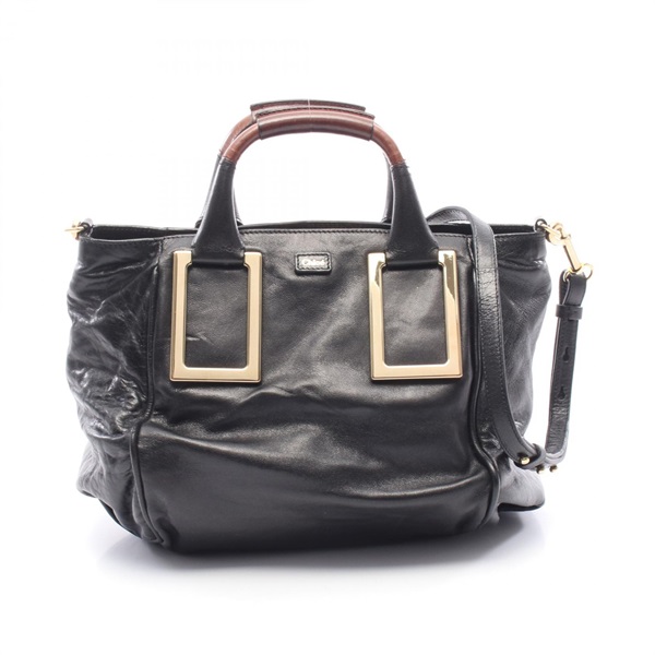 Chloe Etel Shoulder Tote Handbag leather Black Used Women
