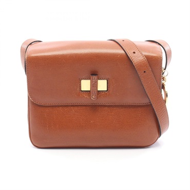 CELINE Shoulder Crossbody Bag leather Brown GHW Used Women