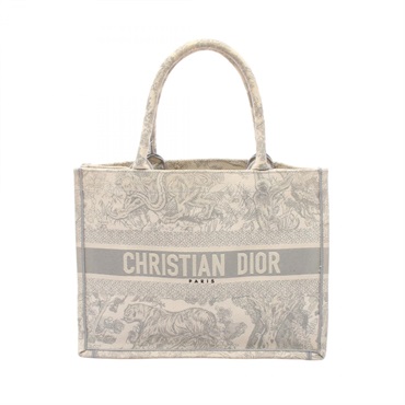 Christian Dior BOOK TOTE Medium Bag canvas Beige Gray Used Women Logo