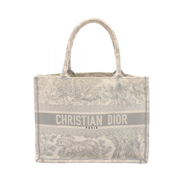 Christian Dior BOOK TOTE Medium Bag canvas Beige Gray Used Women Logo