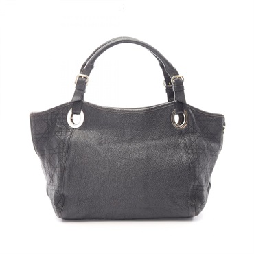 Christian Dior Canage Tote Hand Bag leather Black Used Women