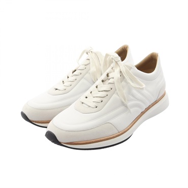 HERMES H logo Sneakers shoes leather Suede White Used mens size 41 1/2