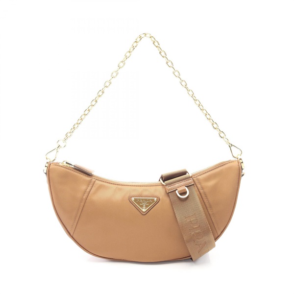 PRADA Demi-Lune Re-Nylon Chain Crossbody Handbag 1BH222 Saffiano leather Used