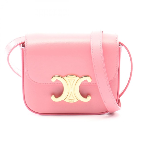 CELINE Mini Claude crossbody Shoulder Bag 10I513DPV leather Pink Used Women GHW
