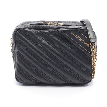 BALENCIAGA Blanket Reporter XS Crossbody Shoulder Bag 502026 leather Black Used