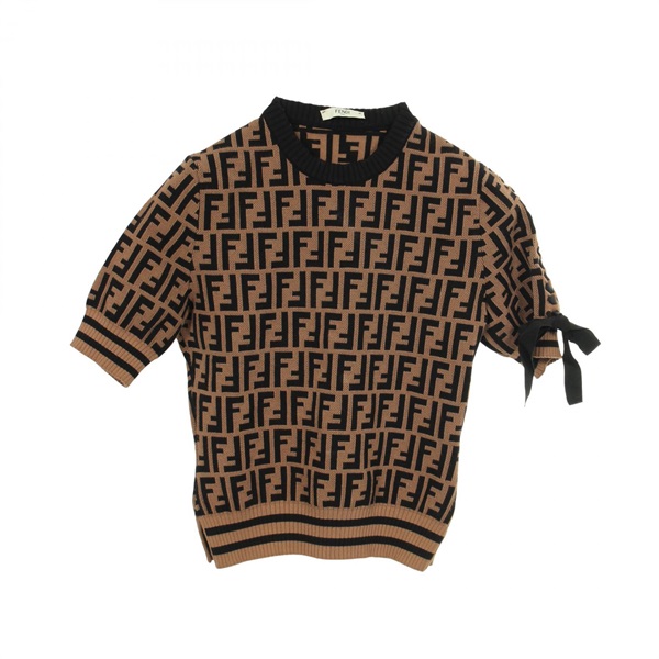 FENDI Zucca knit FZY558 A1DS Rayon Brown Black #38 Used Women