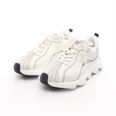 HERMES Anvor Sneakers Shoes Suede Fabric White Black Used mens size 40 1/2