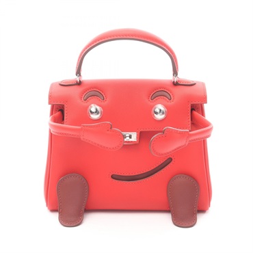 HERMES Kelly Doll Handbag Vaux Swift leather Red Rouge radieux H SHW Used K