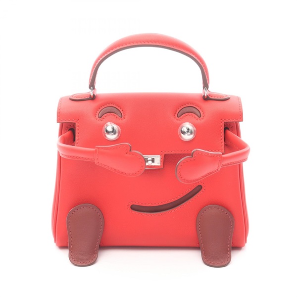 HERMES Kelly Doll Handbag Vaux Swift leather Red Rouge radieux H SHW Used K