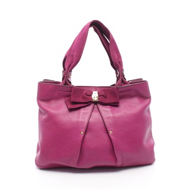 Salvatore Ferragamo Vara Ribbon Tote Handbag 21 B665 leather Purple Used Women