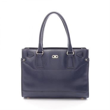 Salvatore Ferragamo Gancini Tote Handbag 21 0017 leather Navy Used Women